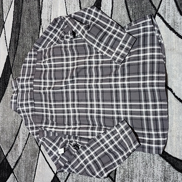 AMAZON ESSENTIAL SLIM-FIT GRAY FLANNEL POCKETS LONG-SLEEVED SHIRT JACKET - Picture 11 of 13